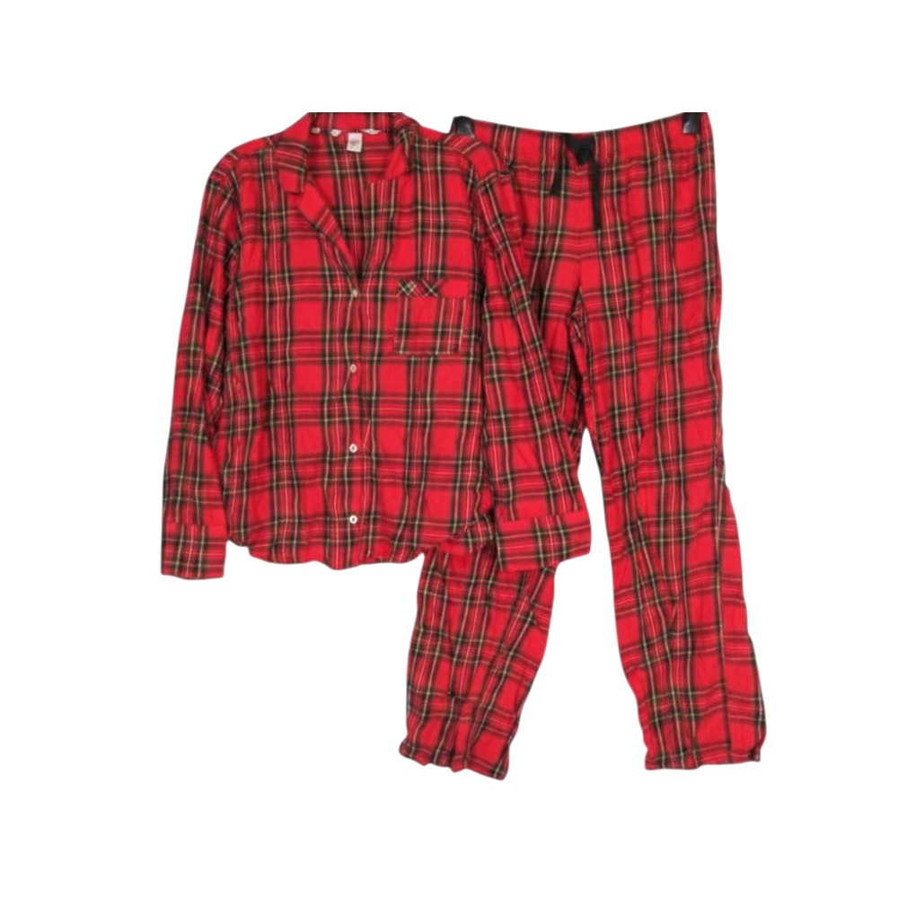 VICTORIA'S SECRET Lightweight FLANNEL Button-Up LOUNGE Pajama Set TOP/PANTS Sz S - Picture 3 of 6